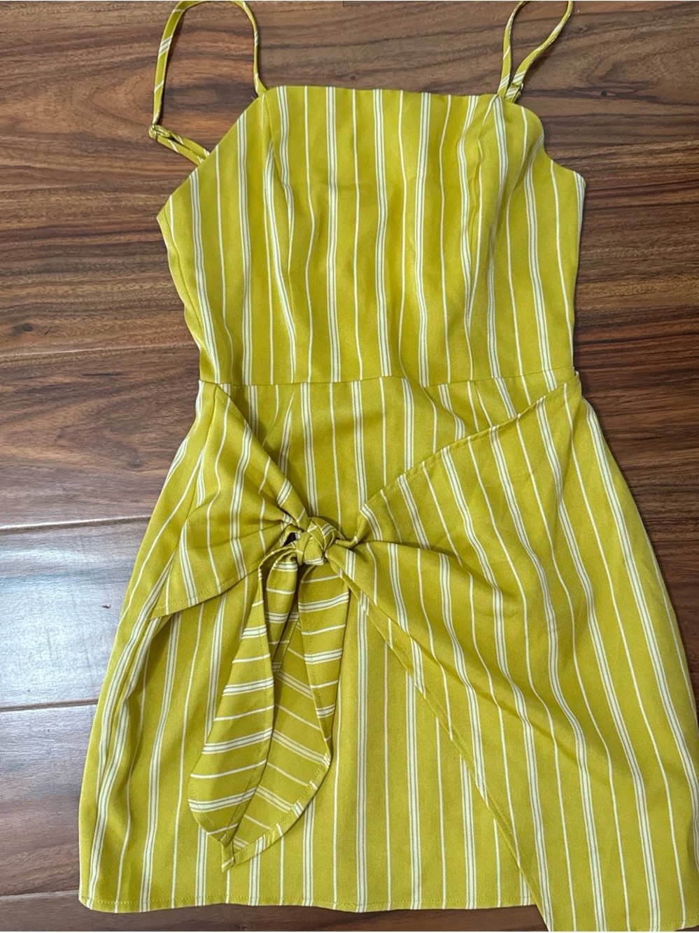 superdown Yellow Striped Tie-Front Mini Dress